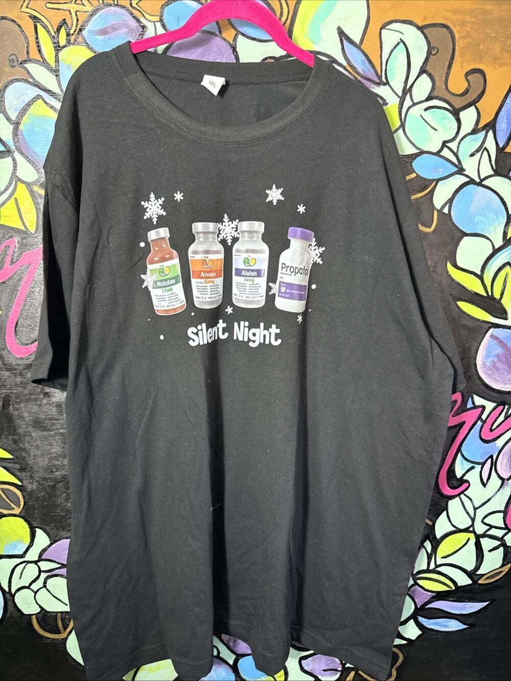 Silent Night Medications Graphic Tee T-Shirt, Black, 3XL